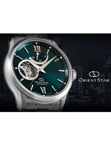 Reloj automático hombre Orient Star RE-AT0002E dial verde acero inoxidable cristal zafiro revestimiento anti-reflejos