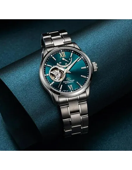 Reloj automático hombre Orient Star RE-AT0002E dial verde acero inoxidable cristal zafiro revestimiento anti-reflejos