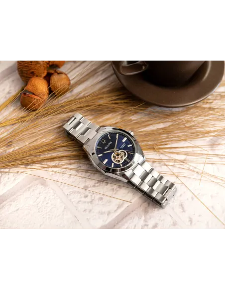 reloj automático hombre Bulova Surveyor 96A275 42mm 30m WR / 3ATM correa de acero dial azul