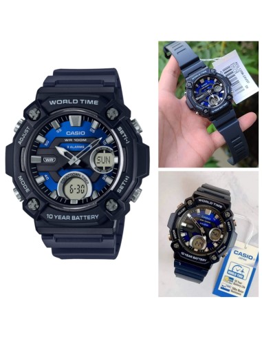 reloj deportivo hombre Casio AEQ-120W-2A 100m WR 10 años batería Hora Mundial