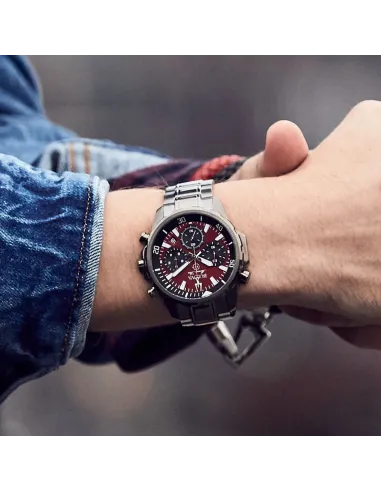 reloj cronógrafo hombre Bulova Marine Star 98B350 43mm 100m WR correa de acero