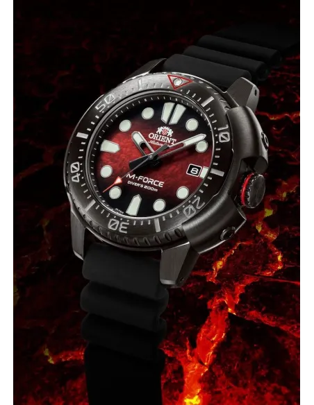 Reloj automático hombre Orient M-Force  RA-AC0L09R Edición Limitada 45mm cristal de zafiro 200m WR correa de silicona