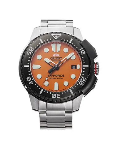 reloj automático hombre Orient M-FORCE RA-AC0L08Y 45mm cristal de zafiro 200m WR correa de acero