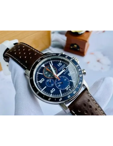 Reloj hombre Citizen Ecodrive Brycen CA0648-09L 44mm dial azul correa de cuero Taquímetro 100m