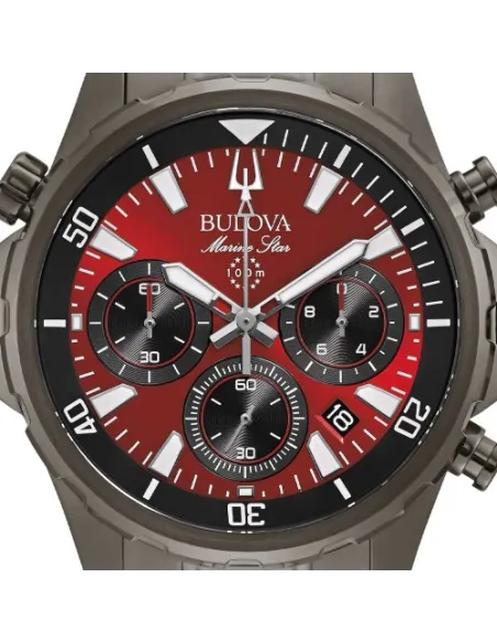 reloj cronógrafo hombre Bulova Marine Star 98B350 43mm 100m WR correa de acero