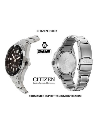 Reloj de buceo hombre Citizen Promaster Super Titanium BN0200-56E dial negro 44mm