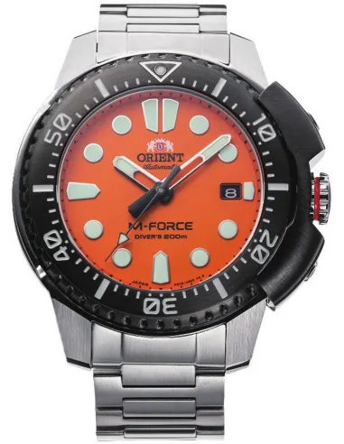 reloj automático hombre Orient M-FORCE RA-AC0L08Y 45mm cristal de zafiro 200m WR correa de acero