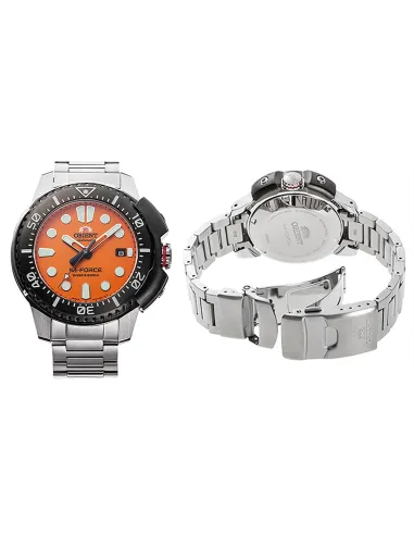 reloj automático hombre Orient M-FORCE RA-AC0L08Y 45mm cristal de zafiro 200m WR correa de acero