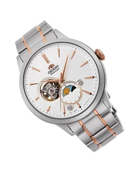 reloj automático hombre Orient Sun Moon RA-AS0101S Semi-Skeleton 42mm cristal de zafiro