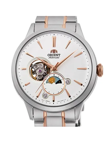 reloj automático hombre Orient Sun Moon RA-AS0101S Semi-Skeleton 42mm cristal de zafiro