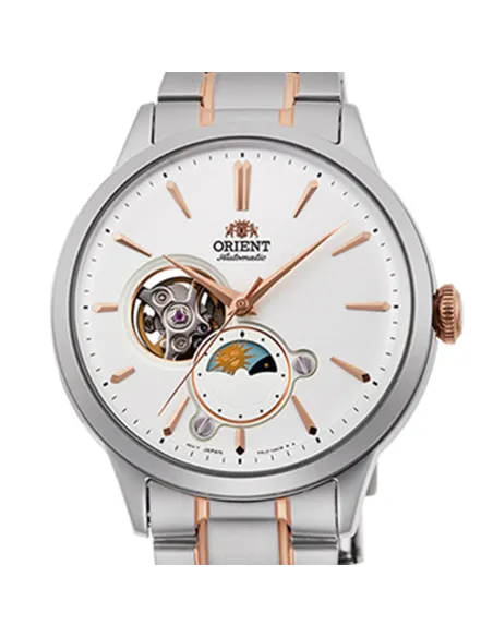 reloj automático hombre Orient Sun Moon RA-AS0101S Semi-Skeleton 42mm cristal de zafiro