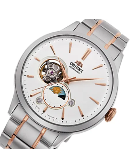 reloj automático hombre Orient Sun Moon RA-AS0101S Semi-Skeleton 42mm cristal de zafiro