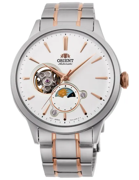 reloj automático hombre Orient Sun Moon RA-AS0101S Semi-Skeleton 42mm cristal de zafiro
