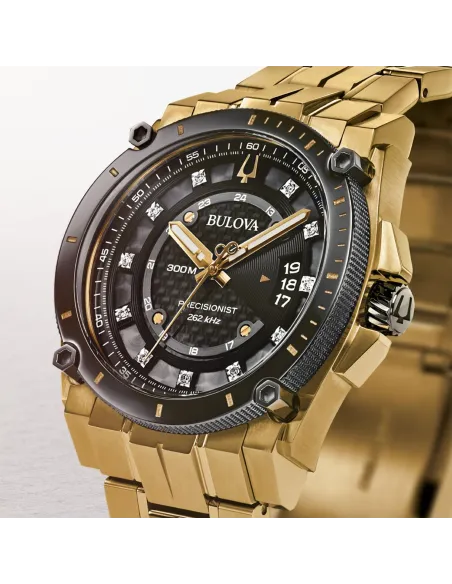 reloj cronógrafo hombre Bulova Precisionist Diamonds 98D156 46.5mm 300m WR correa de acero