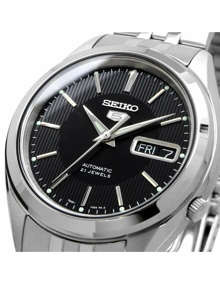 Reloj Automático hombre Seiko 5 SNKL23K1 38mm dial negro correa acero inoxidable