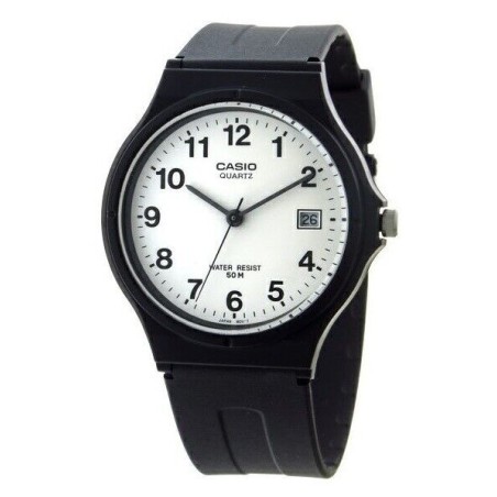 Montre Casio MW-59-7E - Analogique Quartz - Cadran Blanc, Bracelet Noir Résine - Unisexe - Neuf Avec étiquettes