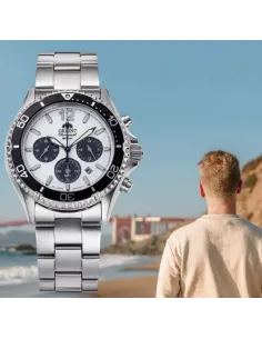 Orient Kamasu Panda Solar RA-TX0203S Chronograph 42.8mm 200m WR Solar Powered sapphire crystal stainless steel bracelet divers m 2