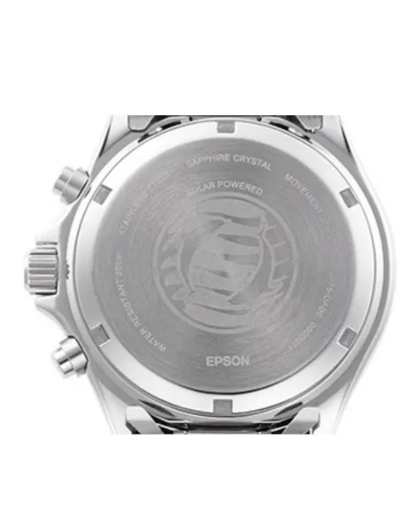 Orient Kamasu Panda Solar RA-TX0203S Chronograph 42.8mm 200m WR Solar Powered sapphire crystal stainless steel bracelet divers m