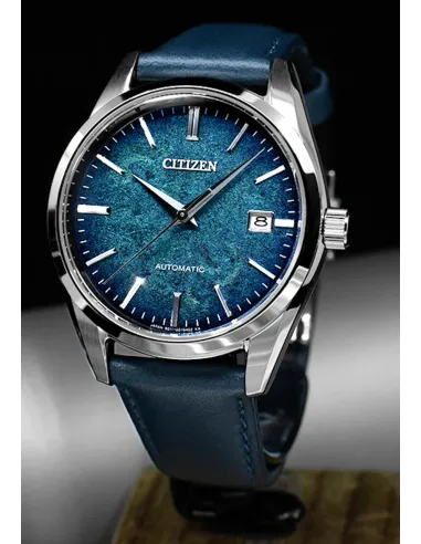 Citizen NB1060-12L JDM 38.2MM Japan Traditional Silver Foil Lacquer Sapphire crystal double curvature anti-reflective 100m WR le