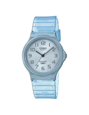 reloj unisex clásico vintage Casio MQ-24S-2B azul translúcido