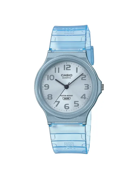 reloj unisex clásico vintage Casio MQ-24S-2B azul translúcido