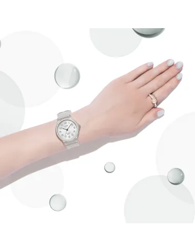 reloj unisex clásico vintage Casio MQ-24S-7B blanco translúcido