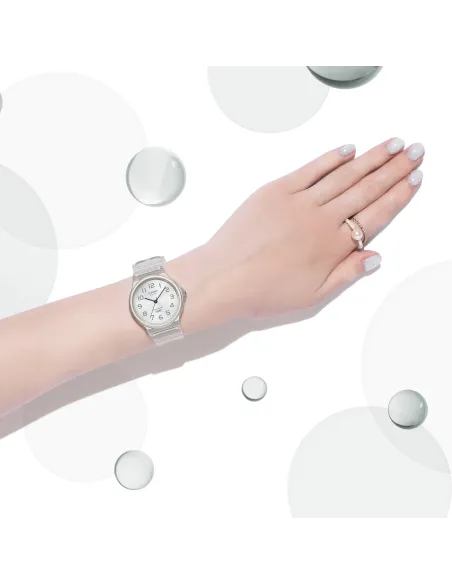reloj unisex clásico vintage Casio MQ-24S-7B blanco translúcido