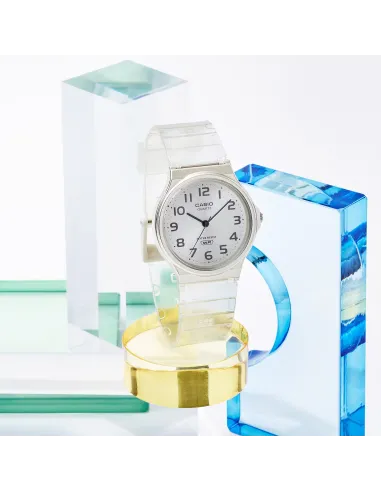 reloj unisex clásico vintage Casio MQ-24S-7B blanco translúcido