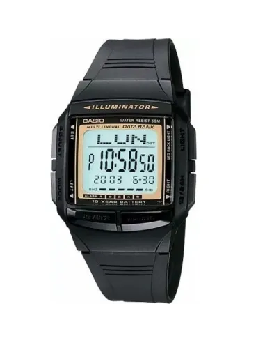 copy of reloj unisex clásico digital Casio Databank DB-36-1A Telememo 30 LED Hora doble water resist 50m