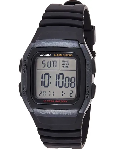 reloj hombre digital Casio W-96H-1AV alarma múltiple 10 años batería cronómetro 50m water resist