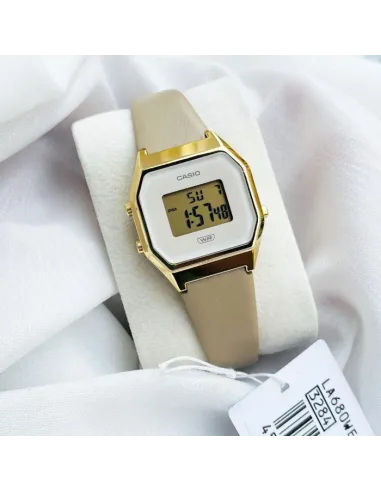 reloj mujer vintage clásico digital Casio LA680WEGL-5 alarma luz led correa de cuero