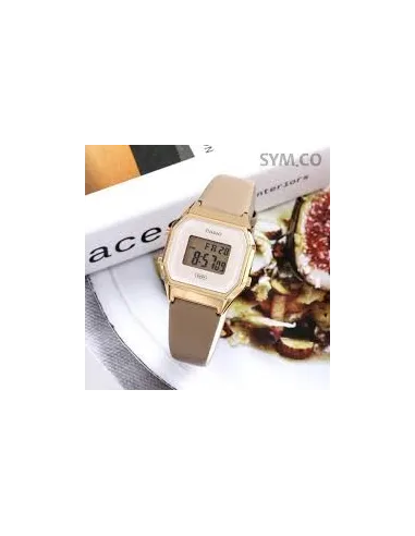 reloj mujer vintage clásico digital Casio LA680WEGL-5 alarma luz led correa de cuero