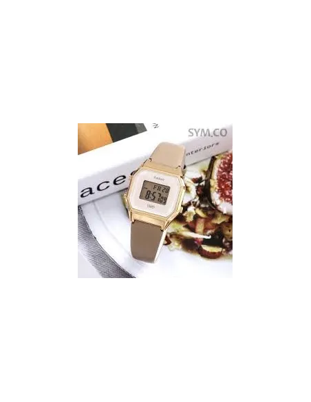 reloj mujer vintage clásico digital Casio LA680WEGL-5 alarma luz led correa de cuero
