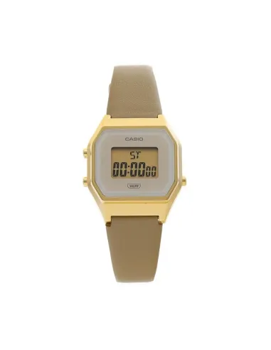 reloj mujer vintage clásico digital Casio LA680WEGL-5 alarma luz led correa de cuero