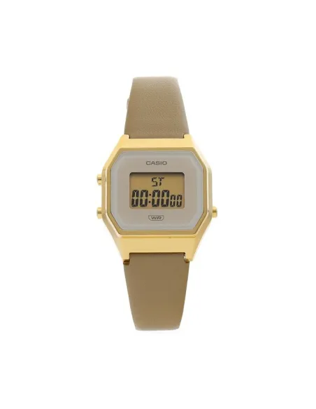 reloj mujer vintage clásico digital Casio LA680WEGL-5 alarma luz led correa de cuero