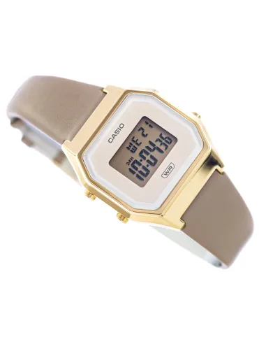 reloj mujer vintage clásico digital Casio LA680WEGL-5 alarma luz led correa de cuero