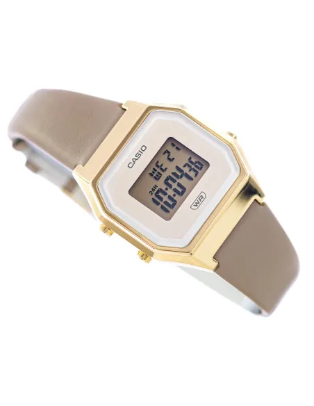 reloj mujer vintage clásico digital Casio LA680WEGL-5 alarma luz led correa de cuero