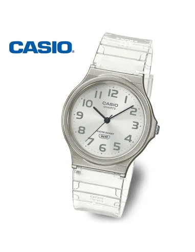 reloj unisex clásico vintage Casio MQ-24S-7B blanco translúcido