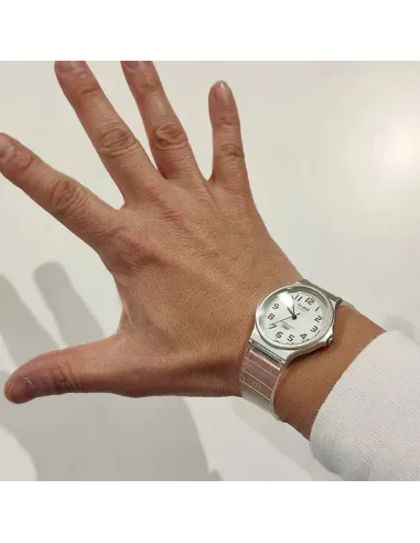 reloj unisex clásico vintage Casio MQ-24S-7B blanco translúcido