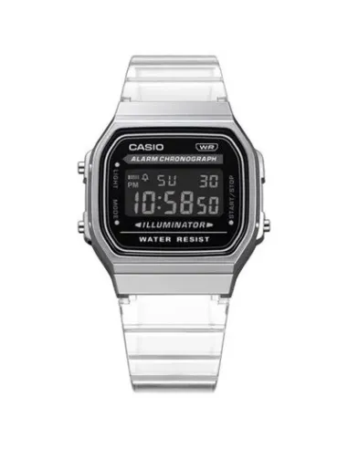 reloj unisex retro vintage digital Casio  A168XES-1B Transparente  alarma luz led