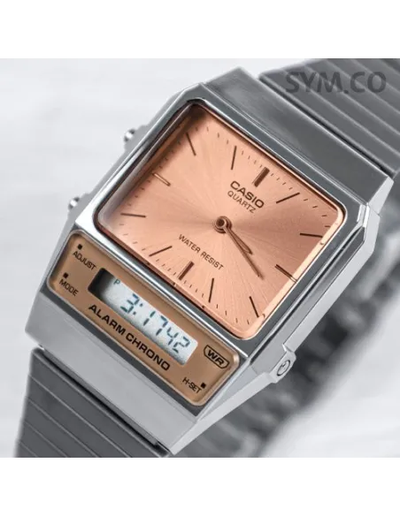 reloj unisex vintage digital analógico Casio AQ-800ECGG-4A Alarma cronógrafo correa de acero