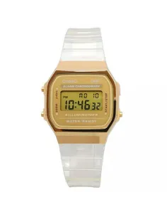 copy of reloj unisex retro vintage digital Casio  A168XES-1B Transparente  alarma luz led