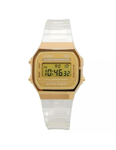 copy of reloj unisex retro vintage digital Casio  A168XES-1B Transparente  alarma luz led