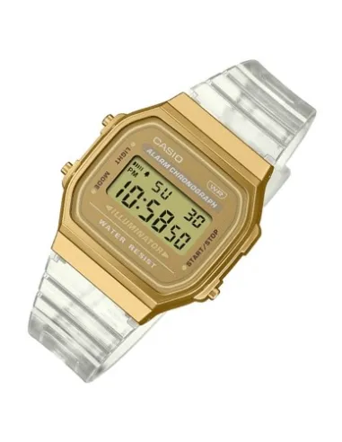 copy of reloj unisex retro vintage digital Casio  A168XES-1B Transparente  alarma luz led