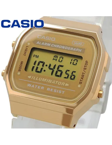 Reloj unisex retro vintage digital Casio a168xesg-9a Transparente  alarma luz led