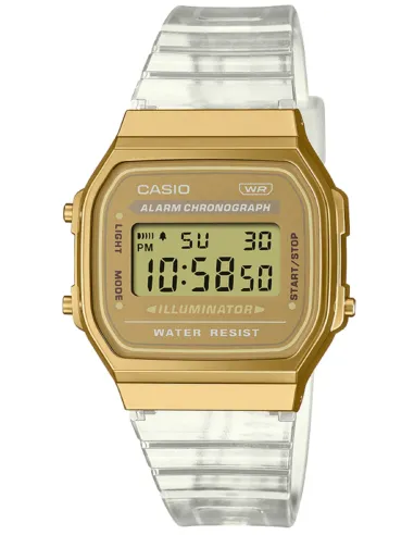 copy of reloj unisex retro vintage digital Casio  A168XES-1B Transparente  alarma luz led