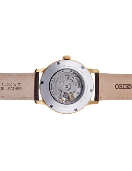 reloj automático hombre Orient Sun Moon RA-AS0010S 42mm cristal de zafiro 50m WR correa de cuero