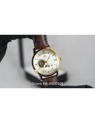 reloj automático hombre Orient Sun Moon RA-AS0010S 42mm cristal de zafiro 50m WR correa de cuero