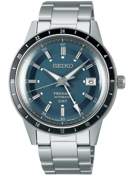 Seiko Presage GMT ssk009j1 Petrol Blue Road Trip Style 60’s 40.8mm