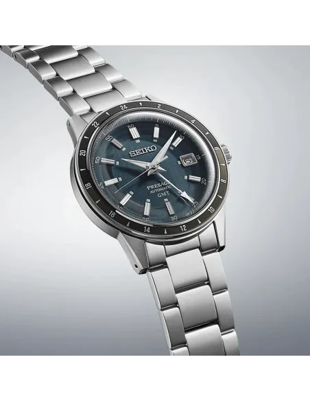 Seiko Presage GMT ssk009j1 Petrol Blue Road Trip Style 60’s 40.8mm